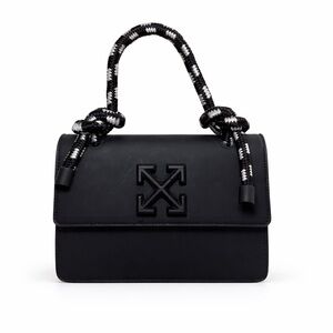 Off-White Black Leather Mini Bag with Rope Handles Red Interior